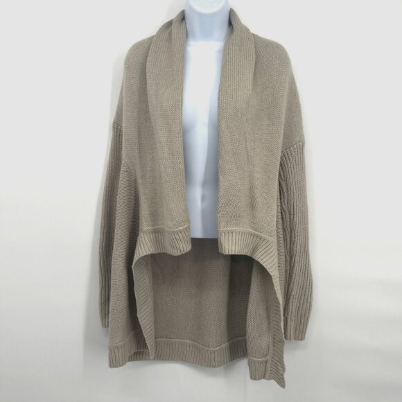 BB Dakota Chunky Knit Open Front Shawl Collar High Low Cardigan Sweater Top - Picture 1 of 6